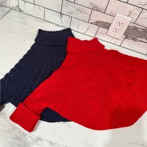 Toddlers Red Cable Knit Sweater and Navy Cable Knit Sweater. (2) Size 3T